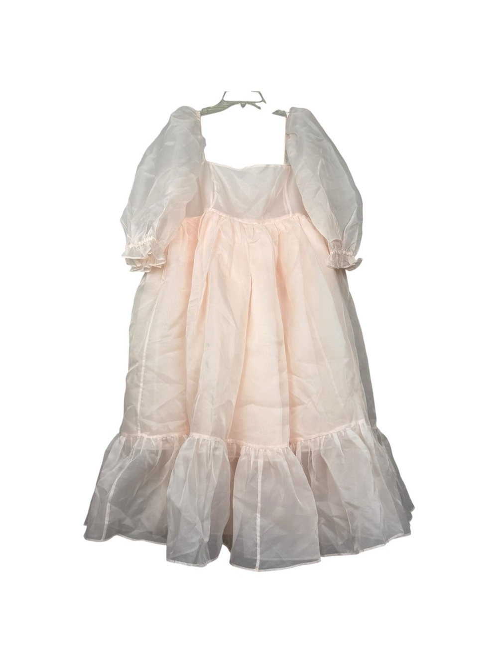 Selkie Pink Sheer French Puffy Midi Dress - Picture 3 of 7